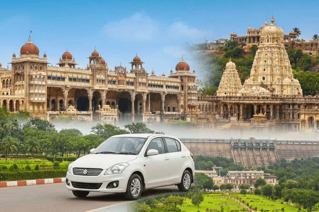 Round trip car route near heritage palace landmarks