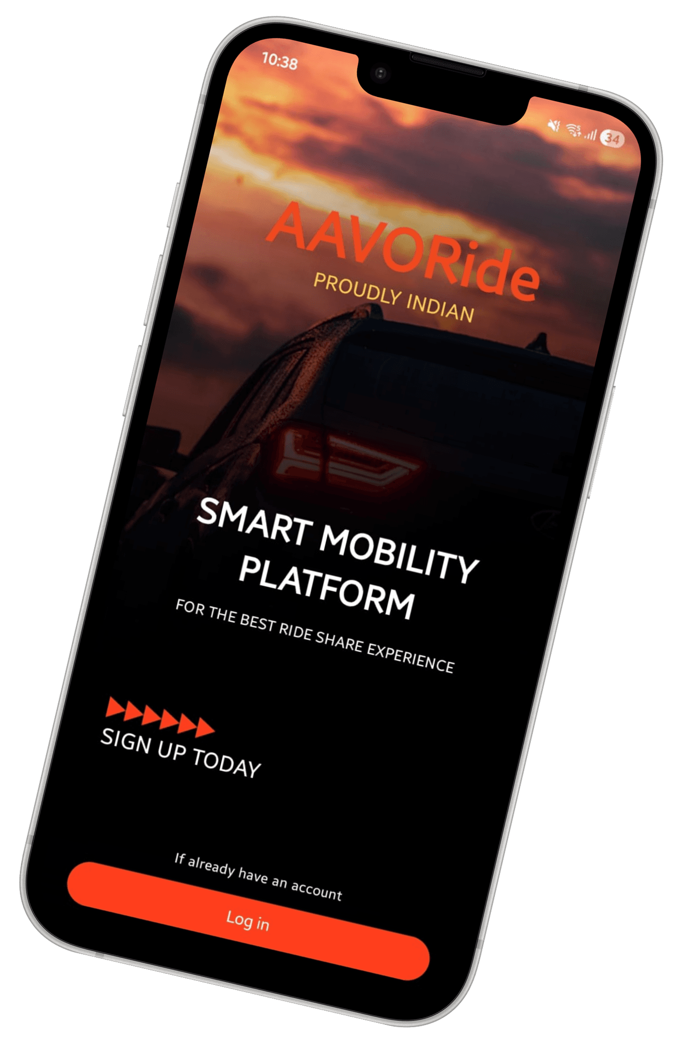 AAVORide branding app screen